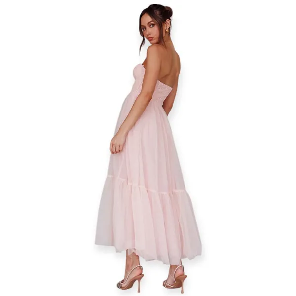 Selfie Leslie Gown Strapless Dancing With Me Sweetheart Tulle Midi Dress Pink - Image 2