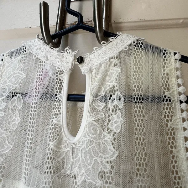 No Boundaries Womens White Lace Dress S Cottagecore Prairie Romantic Coastal Cowgirl Lace - Image 9