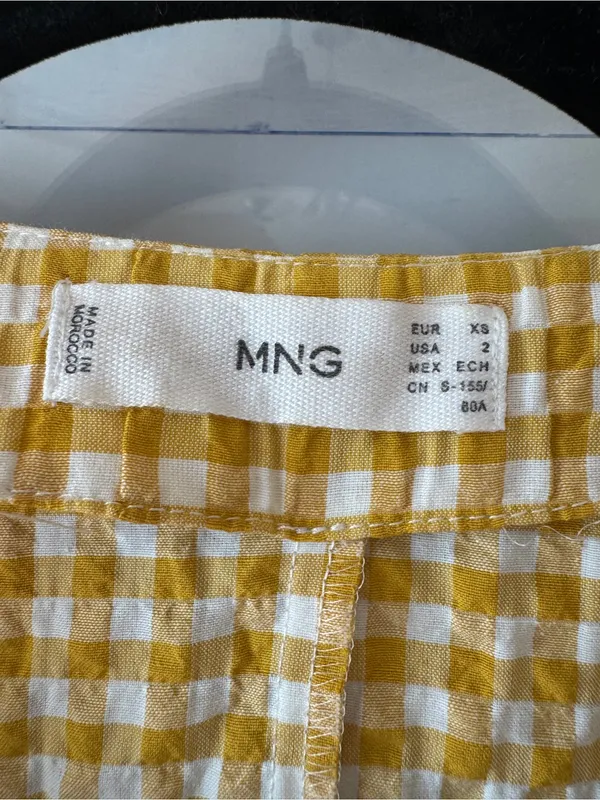 MNG‎ Womens Cotton Blend Check Print V-Neck Long Sleeve Maxi Dress Yellow Size 2 - Image 5