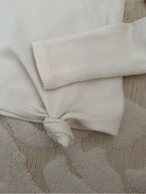 Madewell Texture & Thread Jacquard Knot-Front Top in Bright Ivory Size XSmall - Image 3