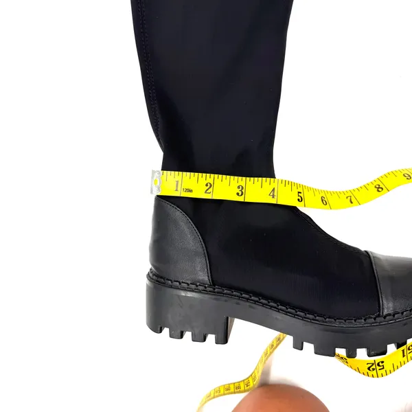 Ovar The Knee Stretchy Boots Slim Fit Combat Boots Round Toe Lycra High Boots - Image 7