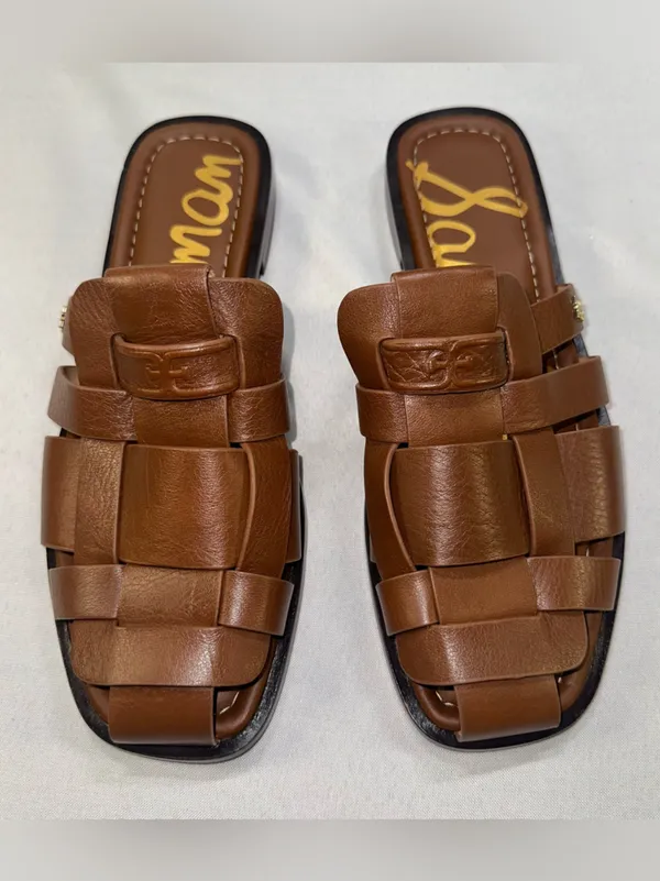 Sam Edelman Dina Woven Size 11 Fisherman Slides Brown Leather Sandals Women's 42 - Image 3