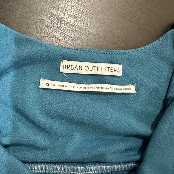 URBAN OUTFITTERS Off Shoulder Teal Ruffle Stretch Shorts Romper - size XS - Image 6