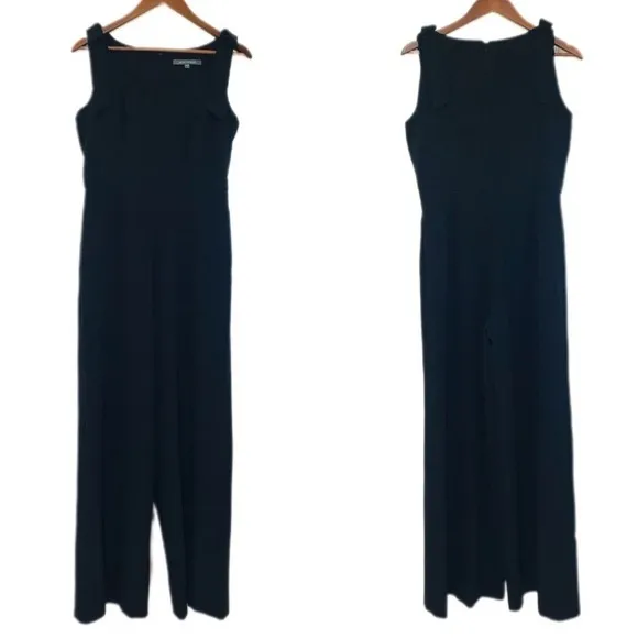 JULIA JORDAN Black Sleeveless Wide Leg Scoop‎ Neck Jumpsuit Bow Shoulder Size 6 - Image 2
