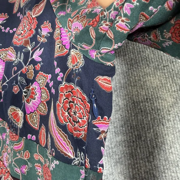 CAbi Size-L Festive Maxi Dress Retro Floral Paisley Print Blue Burgundy - Image 8