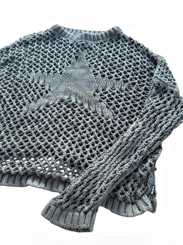 Minga London Olive Green Star Open Knit Sweater Size M - Image 4