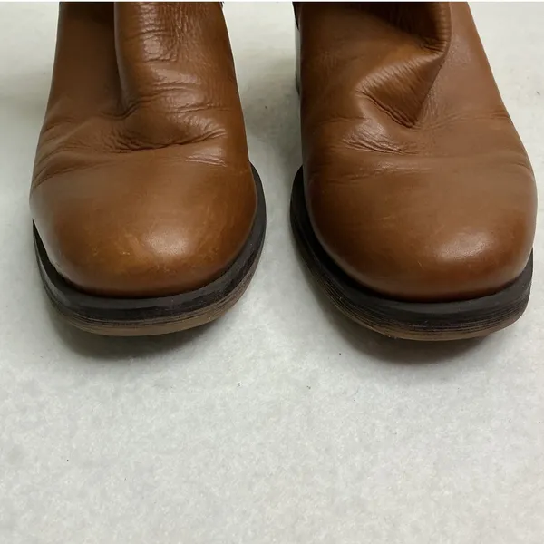 Franco Sarto Kessa Brown‎ Leather Side Zip Block Heel Ankle Boots Women 7.5 - Image 9