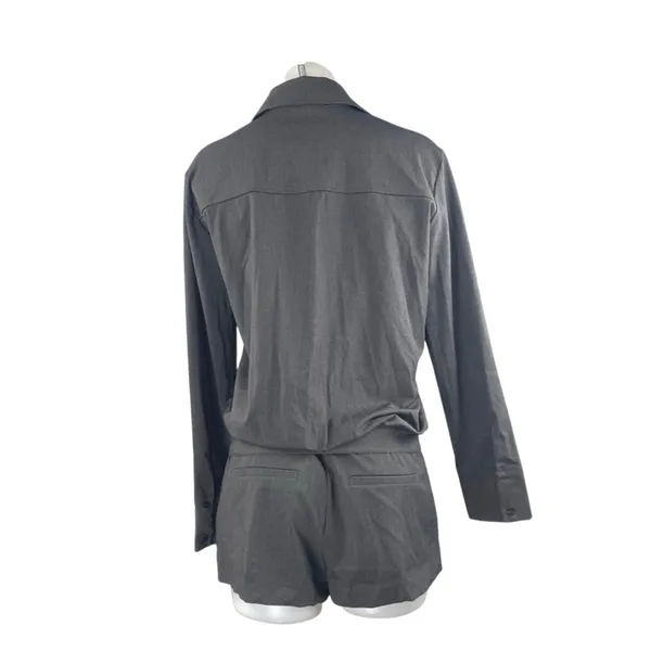 Zara Gray Collared Long Sleeve Belted Button Down Playsuit Romper Jumpsuit XS - Image 3