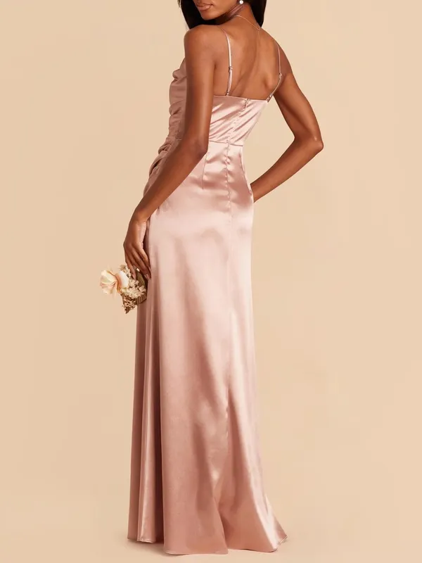NWT Birdy Grey Lydia Bridesmaid Maxi Dress Shiny Satin Rose Gold Pink XL - Image 2
