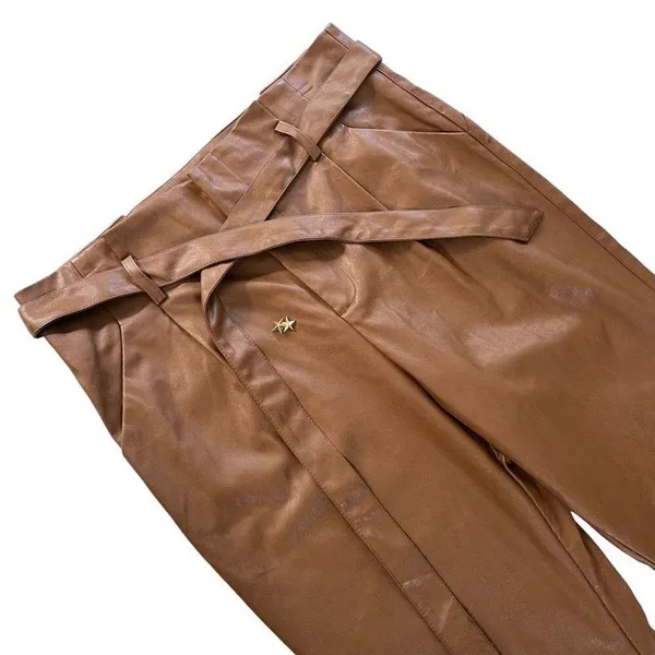 LUCY PARIS womens faux leather pleated‎ casual pants - Image 3