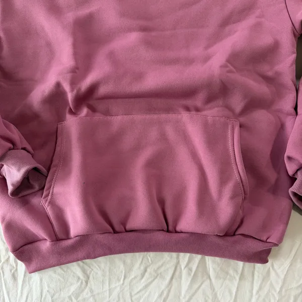 Women's NEW Mauve V-neck Sweatshirt with Kangaroo Pocket Size M #260368 - Image 3