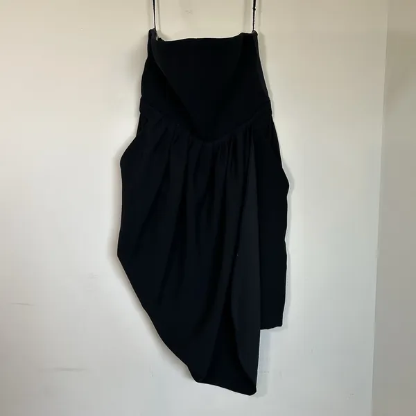 ALC Strapless Drape Dress Black Asymmetric Hem with Side Pockets‎ Size US 2 / XS - Image 3