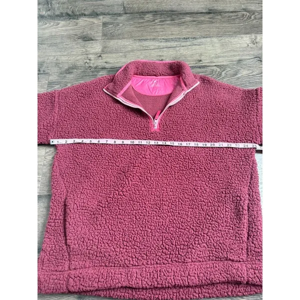 Aerie Women's Sherpa‎ pullover 1/4 zip Sweater Jacket Super Soft Wine Color Sz M - Image 8