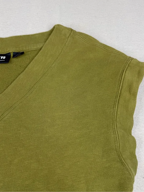 Maeve Anthropologie Olive Green Organic Cotton Raw Hem Crop Sweatshirt L - Image 2