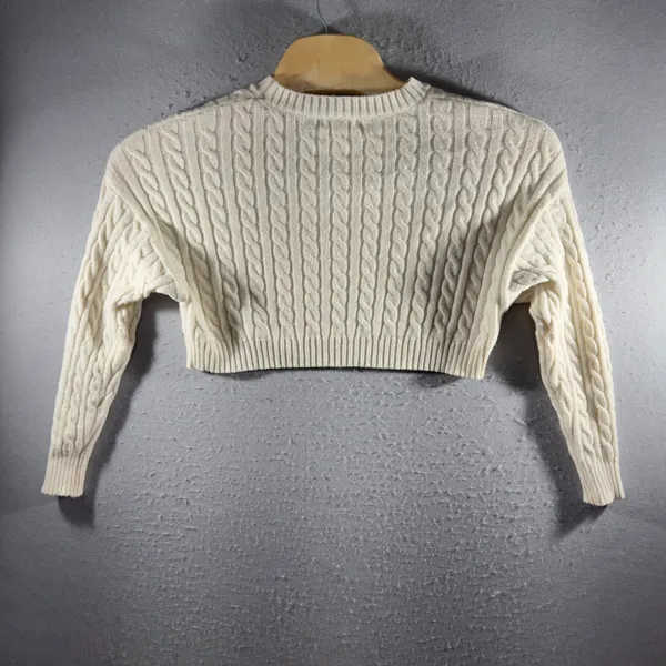 3229 | Altar'd State Cable Knit Cropped Sweater Ivory Cottagecore Coquette S - Image 6
