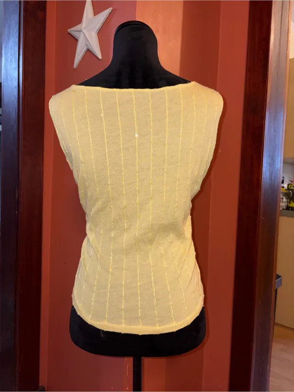 Handmade yellow tank with sequin detail Size M - Image 2