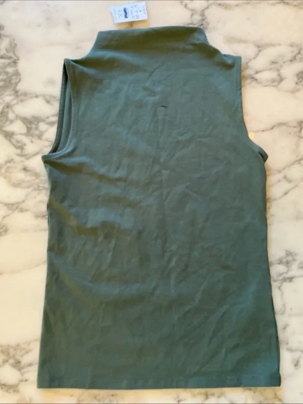NWT J.Crew Stretch cotton-blend mockneck tank top Topiary green Size XXS - LINE - Image 2