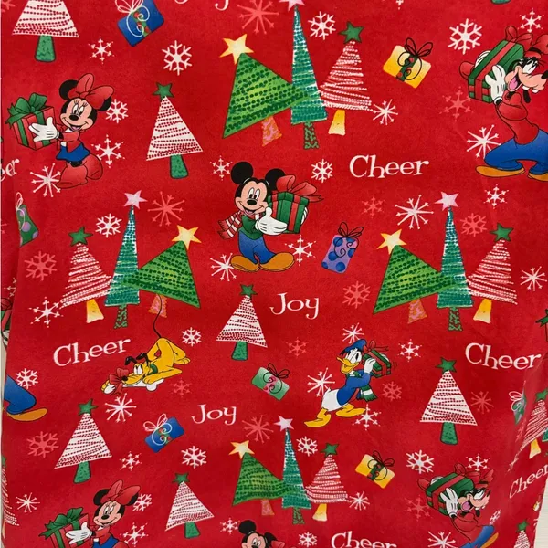 Disney Christmas Print Women’s Scrub Top in Red - Image 2
