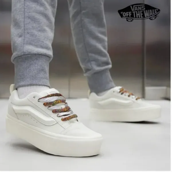 NEW Vans Knu Stack Women's Platform Shoes Vintage Suede Marshmallow W-9.5 M -8 - Image 6