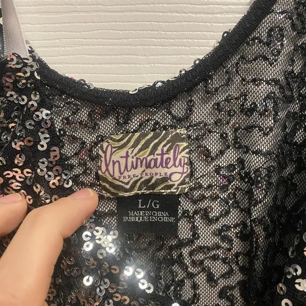 Free People Intimately Sheer Sequin Tank Top W/ Adjustable Straps Size Large - Image 3