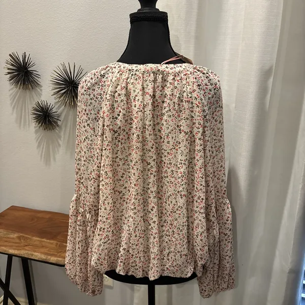 Entro NWT Women Floral Long Sleeve‎ Blouse Shirt Large Hook Eye Closure Boho - Image 8
