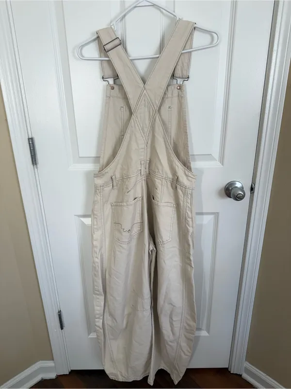 Free People We The Free Good Luck Barrel Overalls in Milk XS - Image 5