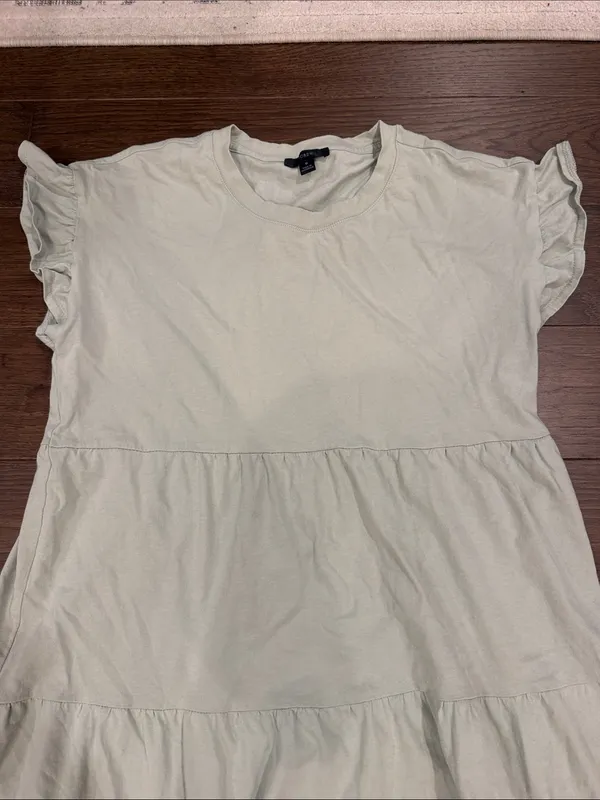 J.Crew Women’s Light Green Tiered Short Sleeve Mini Dress Size Small - C1 - Image 3