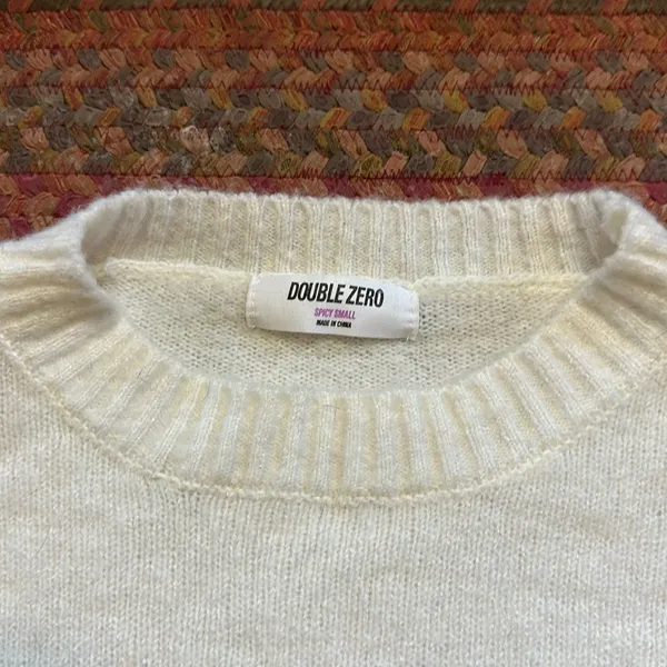 DOUBLE ZERO WHITE KNIT WIDE SLEEVE SWEATER - Image 2