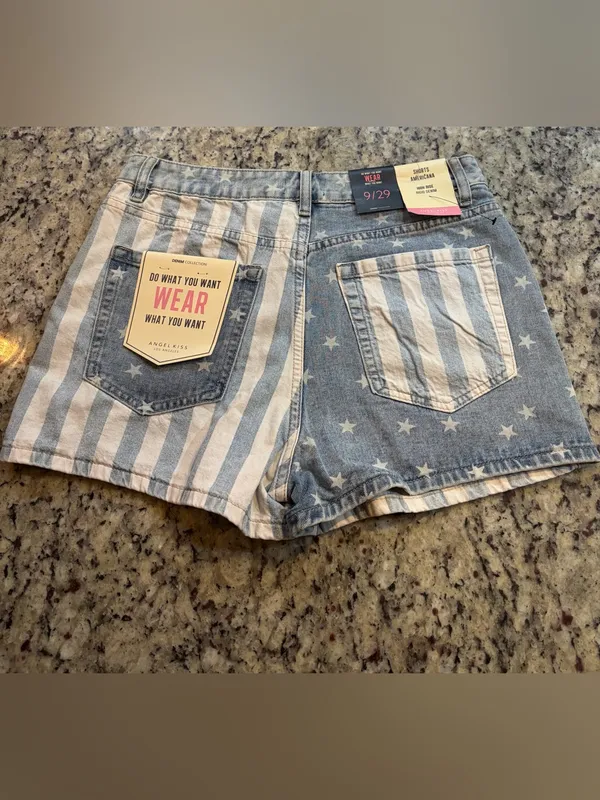Angel Kiss Blue & White Star-Stripe Denim Shorts - Image 5