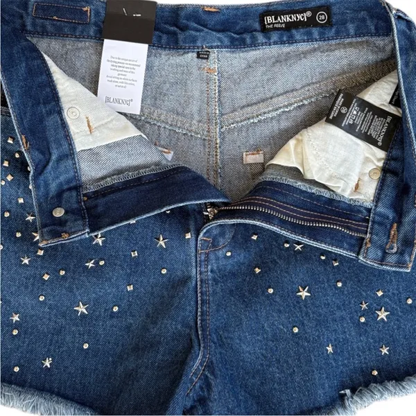 NWT BLANK NYC The Reeve High Rise Silver Dream Denim Shorts Size 28 Retail $98 - Image 5