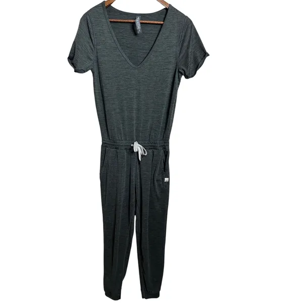 Vuori All Day Jumpsuit Jogger size XS Heather Olive Green Athleisure - Image 2