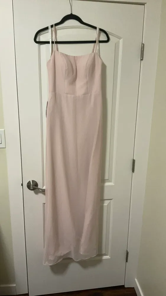 Azazie NWY TAYLA Sheath Square Neckline Chiffon Floor-Length Blushing Pink Sz A4 - Image 5