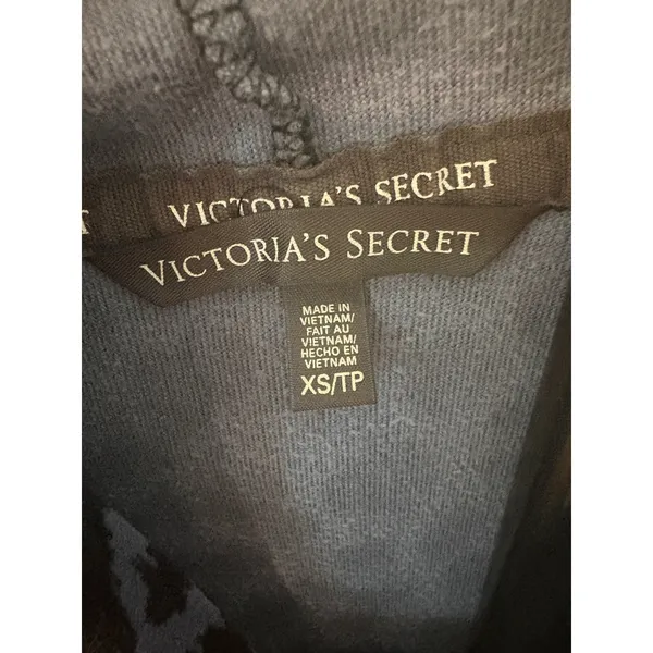 Victorias‎ Secret Blue Leopard Print Hoodie Longline Pullover XS Animal Print - Image 7