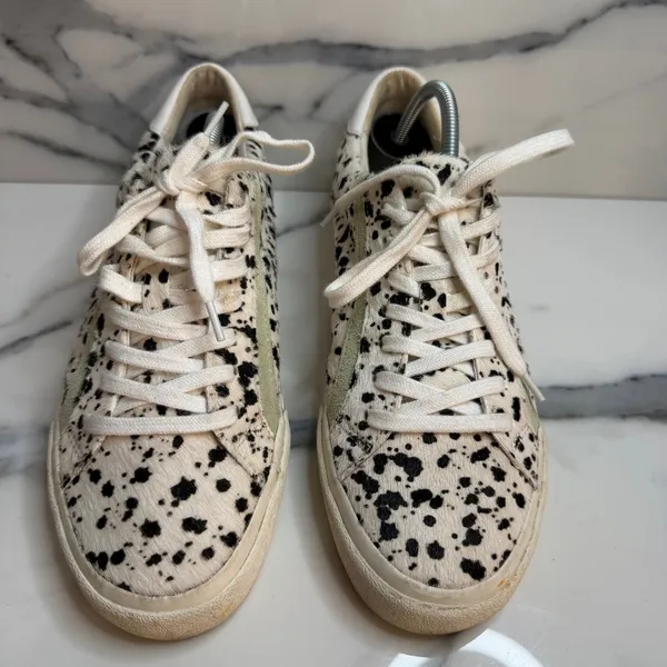 Madewell Women's Calf Hair Green Accent Sidewalk Sneaker Sz 9 Spotted Low Top - Image 2