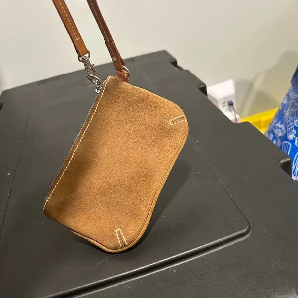 GAP Brown Suede Clutch with Wristlet - Image 7