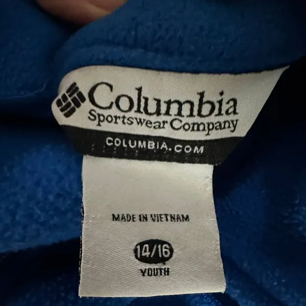 Columbia Fleece Jacket Electric Blue Small Kids 14-16 Full Zip Plush Pockets NEW - Image 7