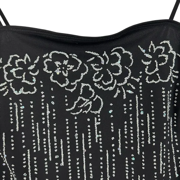 Vtg Taboo Sequin Glitter Maxi Dress High Low Ruffle Hem Large Whimsygoth Fairy - Image 4