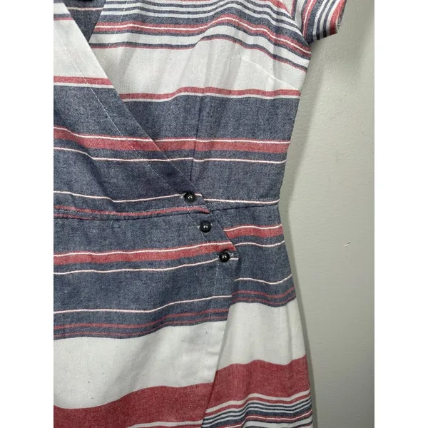 NWT Hem & Thread Small Dress 100% Cotton Striped Short Sleeve Wrap Womens - Image 7