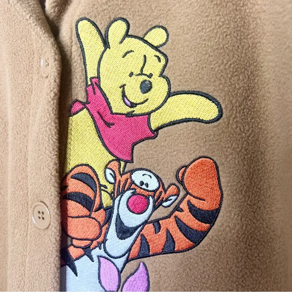 Disney Winnie the Pooh Character Fleece Button-Up Shacket Shirt Jacket Size XL Hazelnut - Image 7