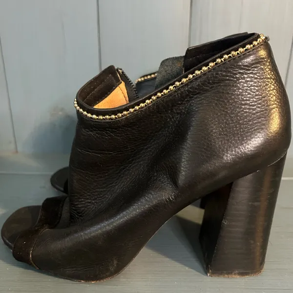 Coach Black Leather Open-Toe Ankle Boots | Size 7 - Image 4