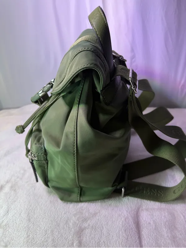 GUESS Olive Green Backpack with Gold-Tone Buckle - Image 5