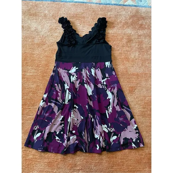 Apt. 9 Faux Wrap Purple Floral Dress Stretch Sleeveless M - Image 7