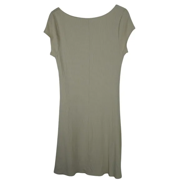 Abercrombie & Fitch‎ Ribbed Fitted Cream 90s Tshirt Dress Size MT - Image 5
