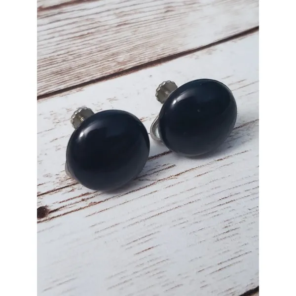 Vintage Screw On Earrings - Black Just Over 5/8" - Image 2