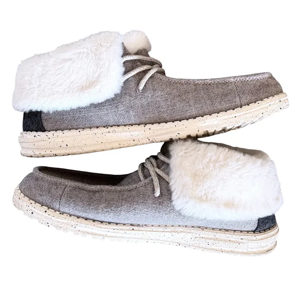 Hey Dude Britt Womens Faux Fur Lined Slip On Shoes Gray Cozy Casual‎ - Size 8 - Image 10