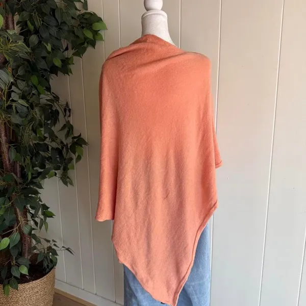 Cashmere Orange Luxury Poncho Boho Women's Shawl One Size - Image 4