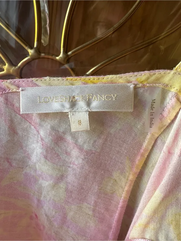 LoveShackFancy Fabienne dress Pink & Yellow Floral Mini Dress size 8 - Image 5