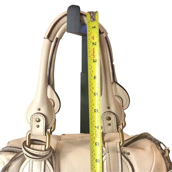 CHLOE PADDINGTON Leather Handbag Beige Cream Crossbody Strap Lock & Key - Image 11