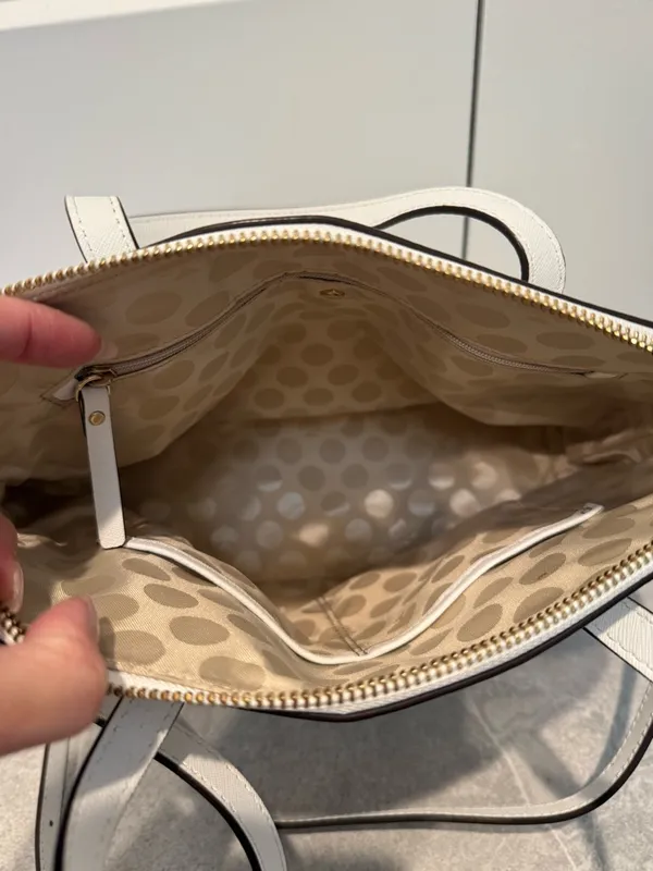 kate spade White Leather Satchel with Gold Hardware - Image 3