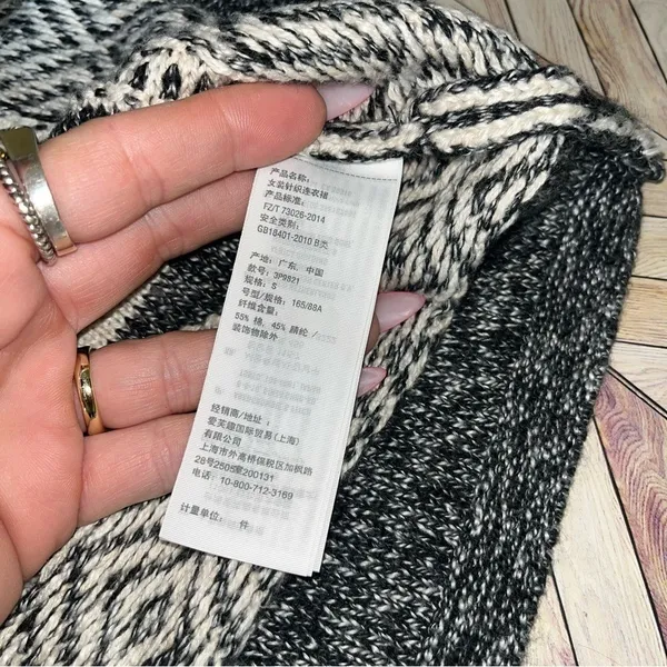 Hollister Long Sleeve Sweater Dress S Black White Fair Isle Boho Cabincore Fall - Image 5